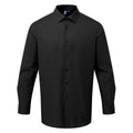 Black - Front - Premier Mens Poplin Long-Sleeved Formal Shirt