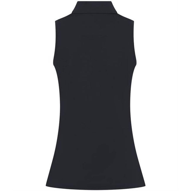 Navy - Back - Henbury Womens-Ladies CoolPlus Sleeveless Polo Shirt