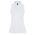 White - Front - Henbury Womens-Ladies CoolPlus Sleeveless Polo Shirt