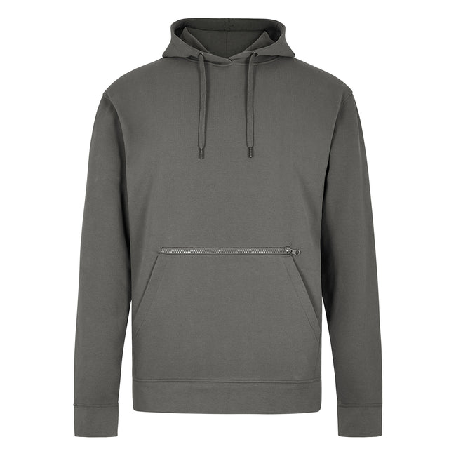 Dark Grey - Front - Kustom Kit Unisex Adult Pique Zip Pocket Regular Hoodie