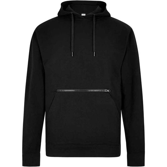 Black - Front - Kustom Kit Unisex Adult Pique Zip Pocket Regular Hoodie