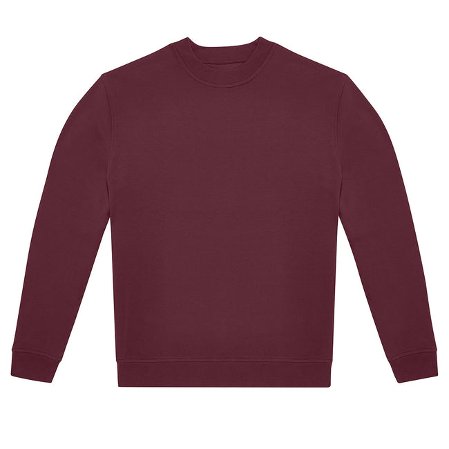 Burgundy - Front - B&C Unisex Adult ID.222 Crew Neck Sweatshirt