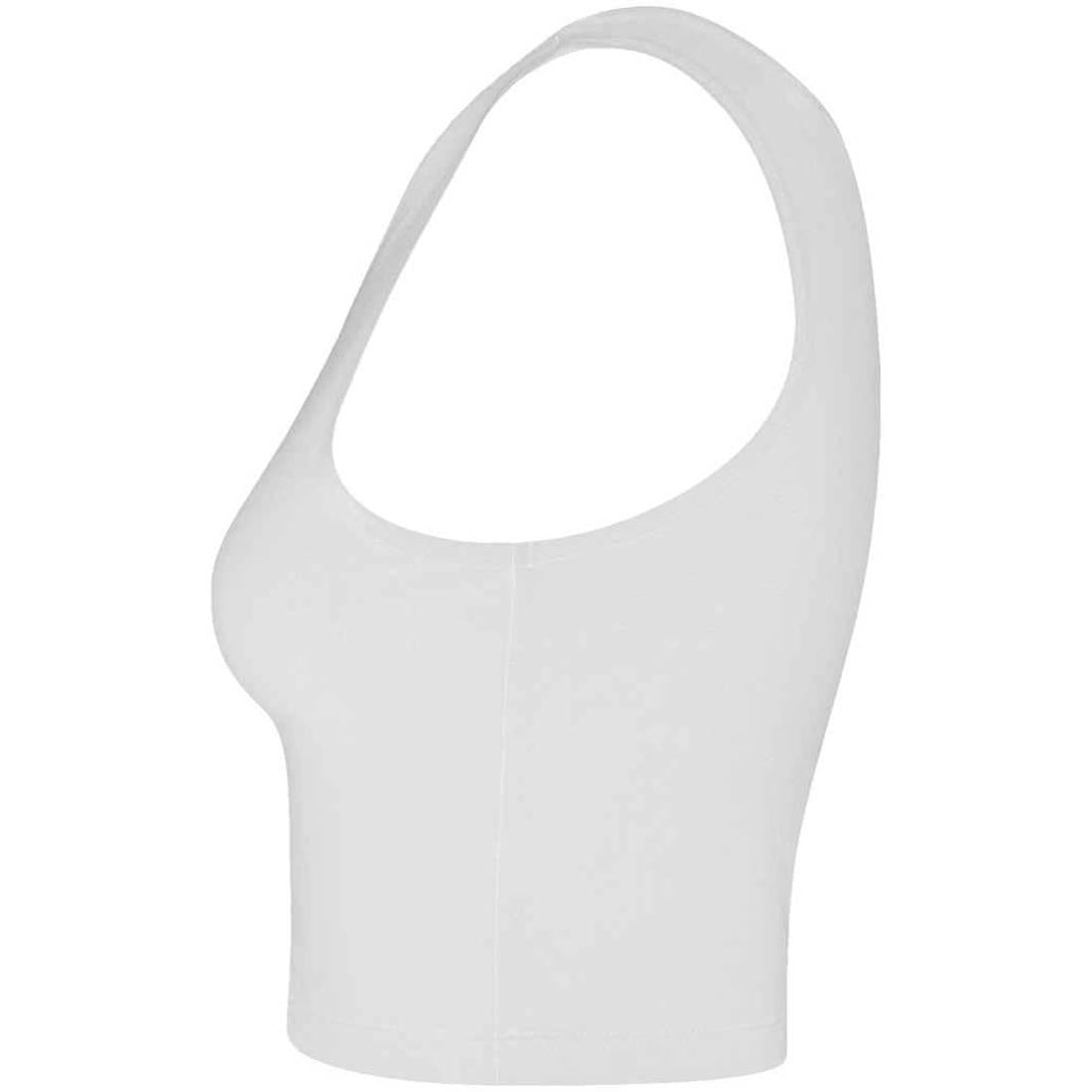 White - Side - SF Womens-Ladies One Shoulder Crop Top