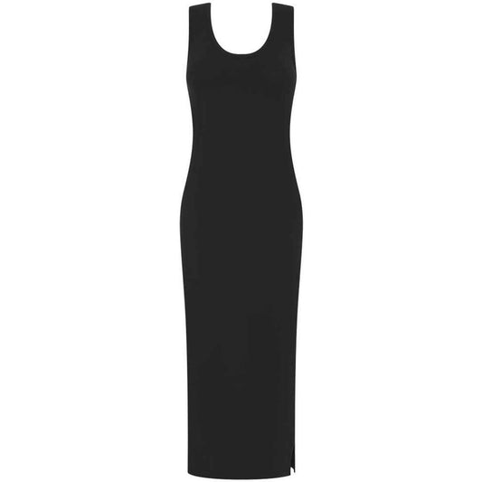 Black - Front - SF Womens-Ladies Racerback Midi Dress