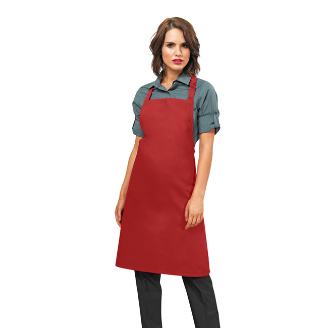 Red - Back - Premier Ladies-Womens Slim Apron (no Pocket) - Workwear