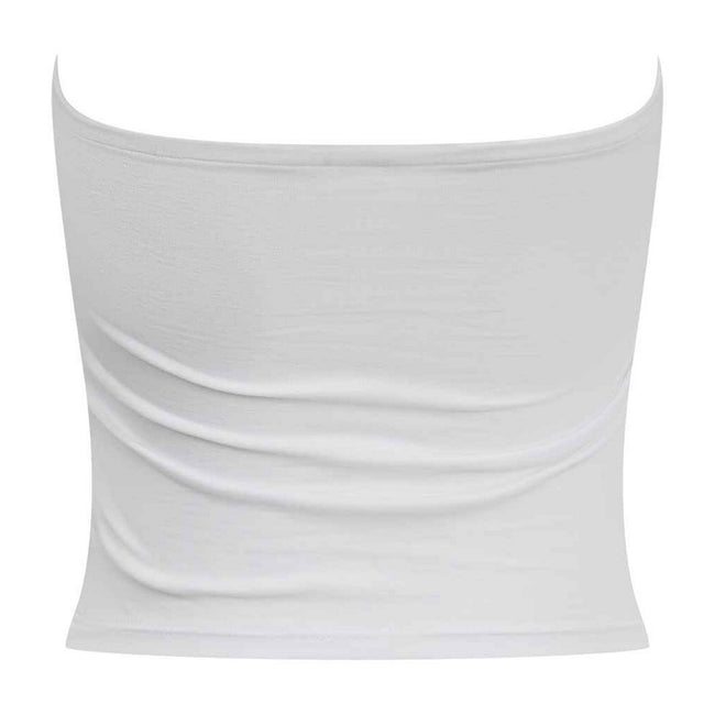 White - Back - SF Womens-Ladies Bandeau Crop Top