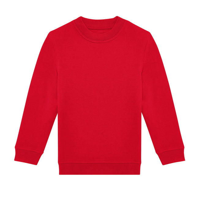 Red - Front - B&C Childrens-Kids ID.332 Crew Neck Sweatshirt