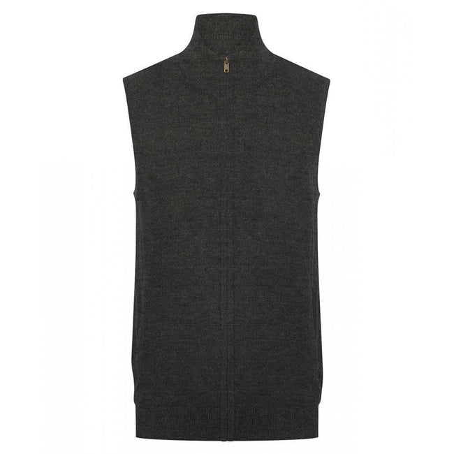 Grey Marl - Front - Henbury Mens Zip Front Sleeveless Jumper