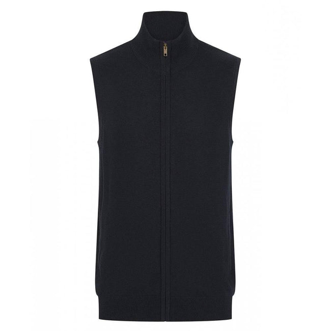 Navy - Front - Henbury Mens Zip Front Sleeveless Jumper