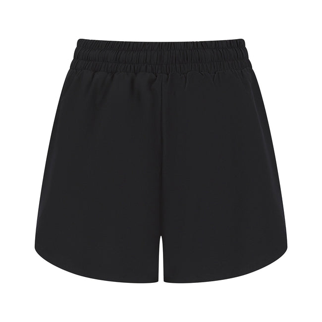 Black - Back - Tombo Womens-Ladies Double Layered Sports Shorts