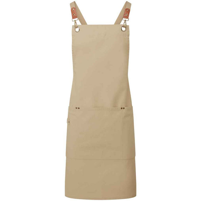 Natural - Front - Premier Cross Back Bib Apron