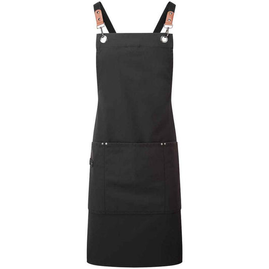 Black - Front - Premier Cross Back Bib Apron