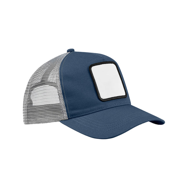 Slate Blue-Light Grey - Front - Beechfield Appliqué 5 Panel Trucker Cap