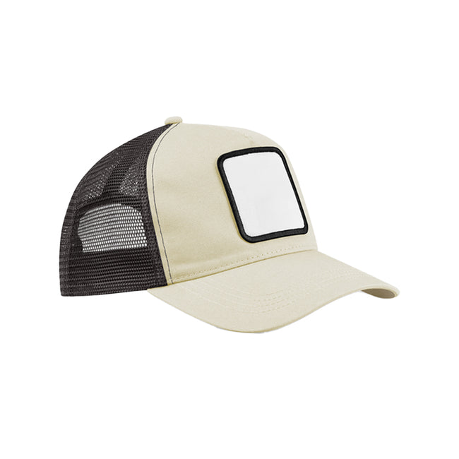 Stone-Shadow Grey - Front - Beechfield Appliqué 5 Panel Trucker Cap