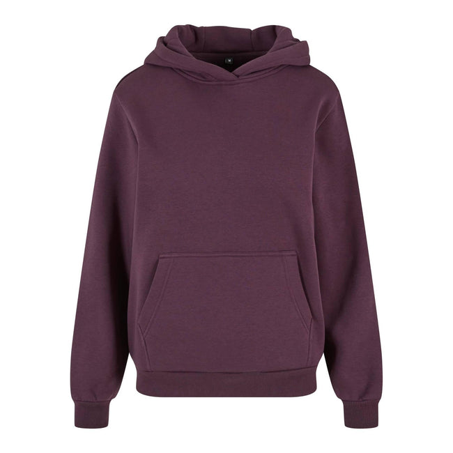 Plum Purple - Front - Build Your Brand Womens-Ladies Fluffy Hoodie