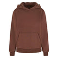 Chocolate Brown - Front - Build Your Brand Womens-Ladies Fluffy Hoodie