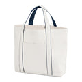 Soft White-French Navy - Front - Westford Mill Courtside Medium Tote Bag