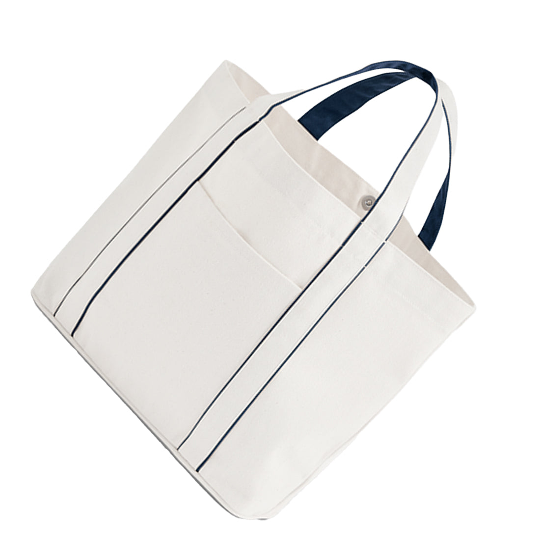 Soft White-French Navy - Back - Westford Mill Courtside Medium Tote Bag