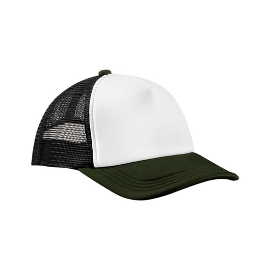 Black-Dark Olive - Front - Beechfield 5 Panel Trucker Cap