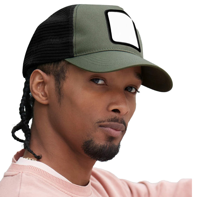 Olive Green-Black - Back - Beechfield Unisex Adult Appliqué 5 Panel Trucker Cap
