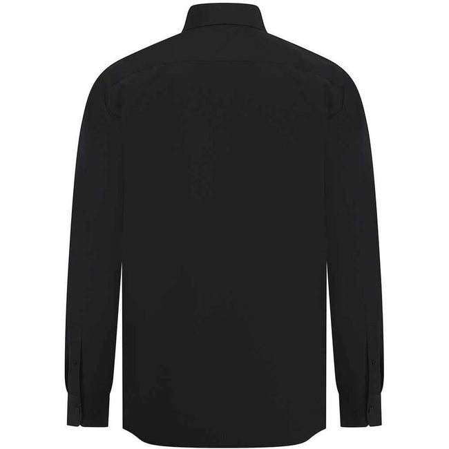 Black - Back - Henbury Womens-Ladies Cotton Feel CoolPlus Long-Sleeved Shirt