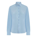 Blue - Front - Henbury Womens-Ladies Cotton Feel CoolPlus Long-Sleeved Shirt