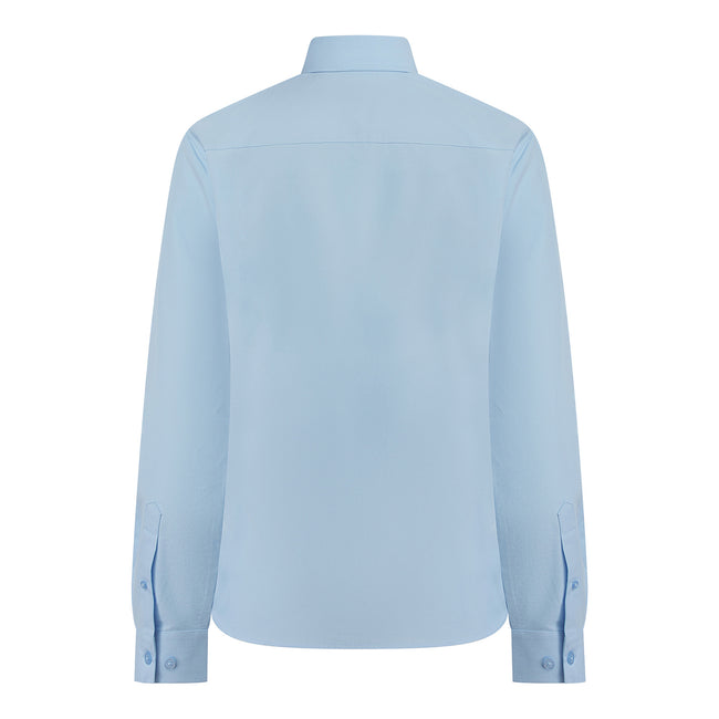 Blue - Back - Henbury Womens-Ladies Cotton Feel CoolPlus Long-Sleeved Shirt