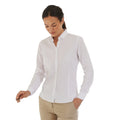White - Back - Henbury Womens-Ladies Cotton Feel CoolPlus Long-Sleeved Shirt