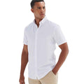 White - Front - Henbury Mens Cotton Feel CoolPlus Short-Sleeved Shirt