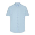 Blue - Front - Henbury Mens Cotton Feel CoolPlus Short-Sleeved Shirt