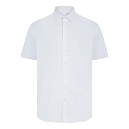 White - Front - Henbury Mens Cotton Feel CoolPlus Short-Sleeved Shirt