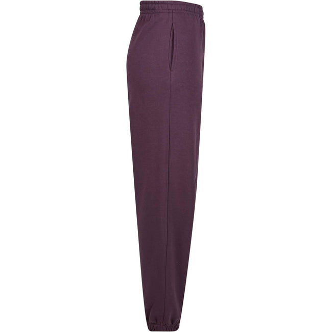 Plum Purple - Back - Build Your Brand Womens-Ladies Fluffy Sweatpants