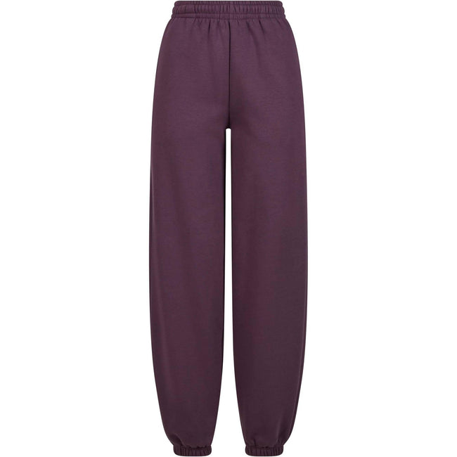Plum Purple - Front - Build Your Brand Womens-Ladies Fluffy Sweatpants