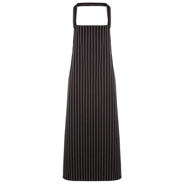 Black- Grey - Front - Premier Ladies-Womens Stripe Apron - Workwear (Butchers Style)
