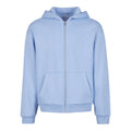 Powder Blue - Front - Build Your Brand Unisex Adult Fluffy Full Zip Hoodie
