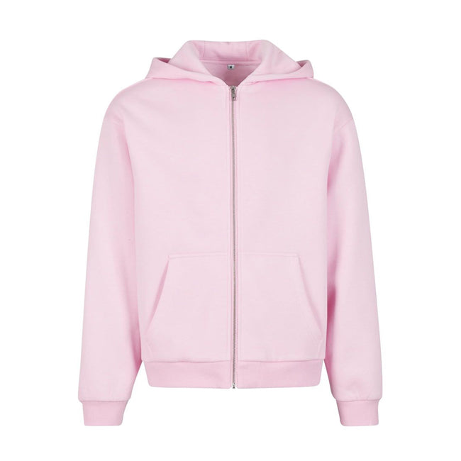 Soft Pink - Front - Build Your Brand Unisex Adult Fluffy Full Zip Hoodie