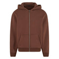 Chocolate Brown - Front - Build Your Brand Unisex Adult Fluffy Full Zip Hoodie