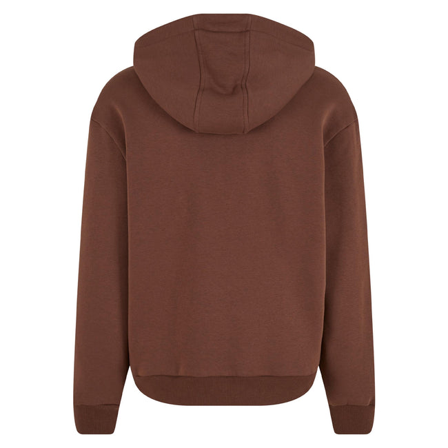 Chocolate Brown - Back - Build Your Brand Unisex Adult Fluffy Full Zip Hoodie