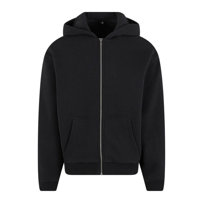 Black - Front - Build Your Brand Unisex Adult Fluffy Full Zip Hoodie
