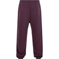 Plum Purple - Back - Build Your Brand Mens Fluffy Jogging Bottoms