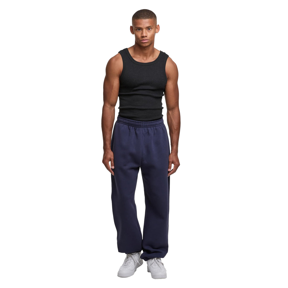 Navy - Lifestyle - Build Your Brand Mens Fluffy Jogging Bottoms
