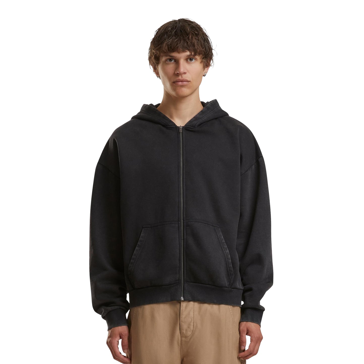 Black - Side - Build Your Brand Mens Vintage Heavy Hoodie