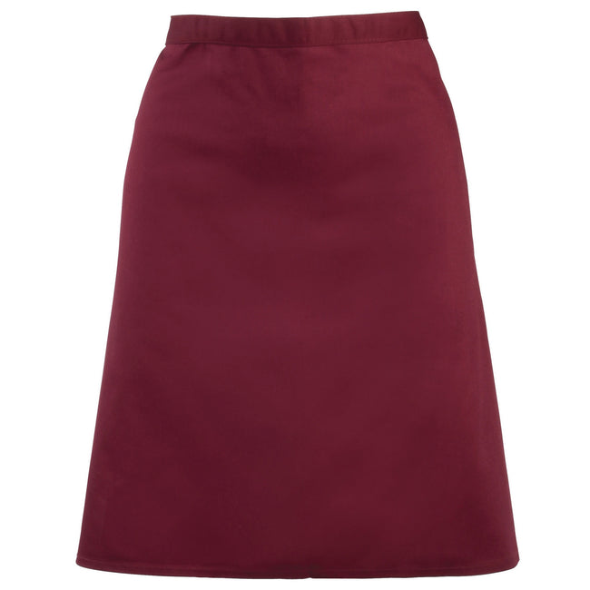 Burgundy - Front - Premier Ladies-Womens Mid-Length Apron