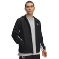 Black - Side - Under Armour Mens Rival Woven Windbreaker