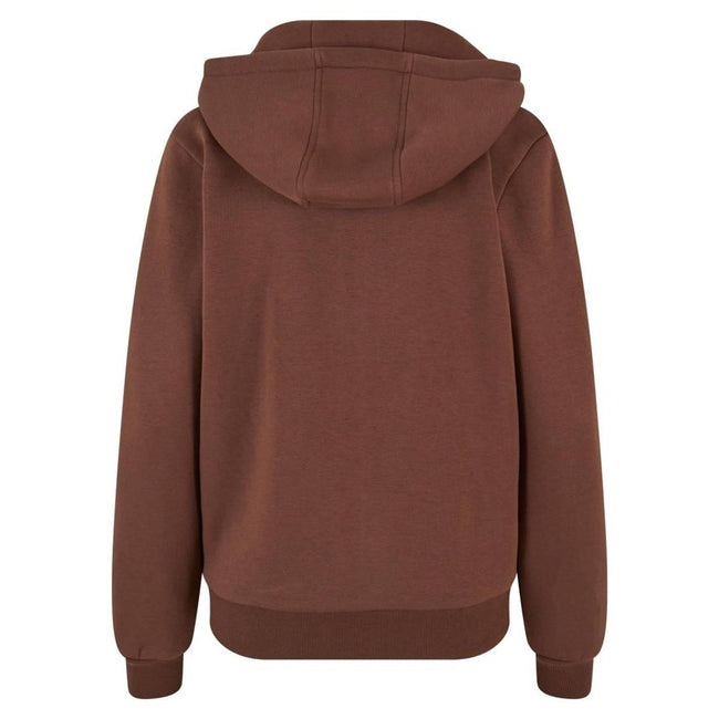 Chocolate Brown - Back - Build Your Brand Womens-Ladies Fluffy Full Zip Hoodie