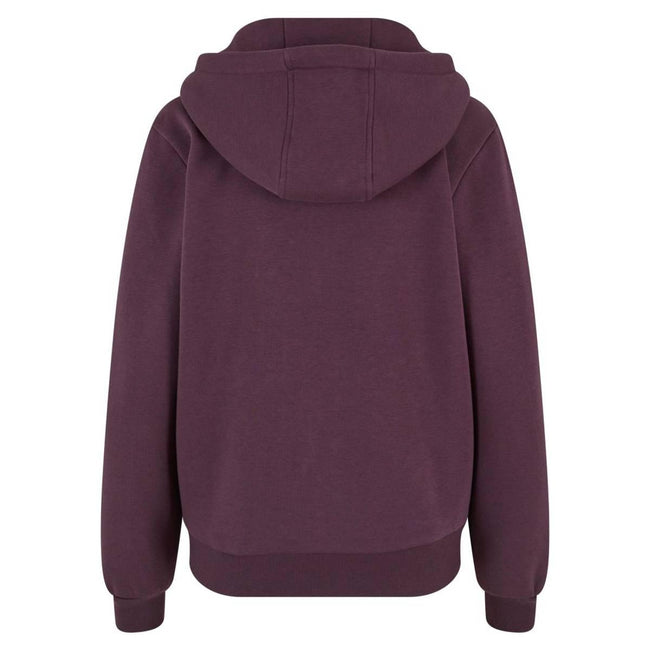 Plum Purple - Back - Build Your Brand Womens-Ladies Fluffy Full Zip Hoodie