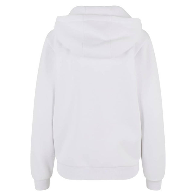 White - Back - Build Your Brand Womens-Ladies Fluffy Full Zip Hoodie