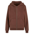 Chocolate Brown - Front - Build Your Brand Womens-Ladies Fluffy Full Zip Hoodie