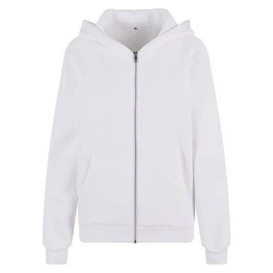 White - Front - Build Your Brand Womens-Ladies Fluffy Full Zip Hoodie