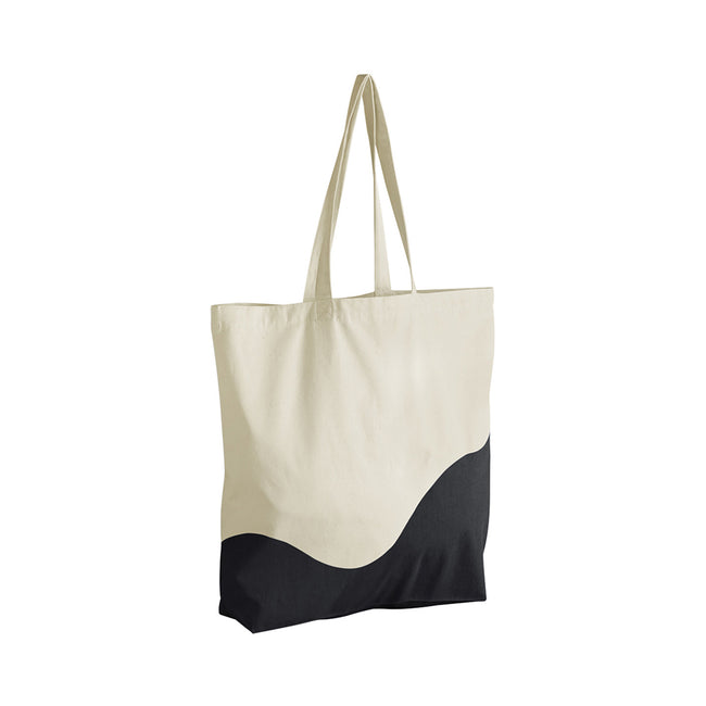 Natural-Black - Front - Westford Mill Wave Pattern Maxi Tote Bag